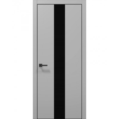 Двері Папа Карло PLATO PL-06 Сірий матовий, кромка алюміній чорний