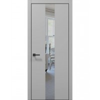 Двері Папа Карло PLATO PL-06 Сірий матовий, кромка алюміній чорний