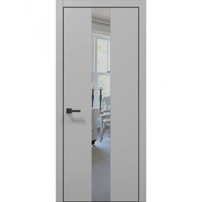 Двері Папа Карло PLATO PL-06 Сірий матовий, кромка алюміній чорний