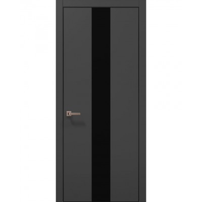 Двері Папа Карло PLATO PL-06 Темно сірий супермат, кромка алюміній чорний