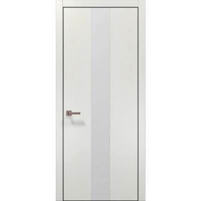 Двері Папа Карло PLATO PL-06 Ясен білий, кромка алюміній чорний