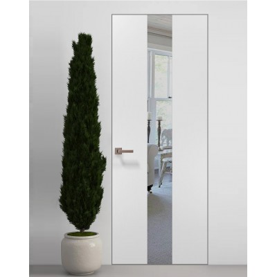 Двері приховані Папа Карло PL-06 Білий матовий, кромка алюміній срібло