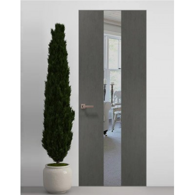 Двері приховані Папа Карло PL-06 Бетон сірий, кромка алюміній срібло