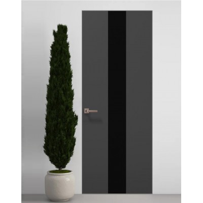 Двері приховані Папа Карло PL-06 Темно сірий супермат, кромка алюміній срібло