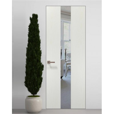 Двері приховані Папа Карло PL-06 Ясен білий, кромка алюміній срібло