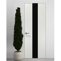 Двері приховані Папа Карло PL-06 Ясен білий, кромка алюміній срібло