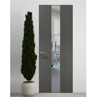 Двери скрытые Папа Карло PL-06 Бетон серый, кромка алюминий черный