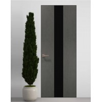 Двери скрытые Папа Карло PL-06 Бетон серый, кромка алюминий черный