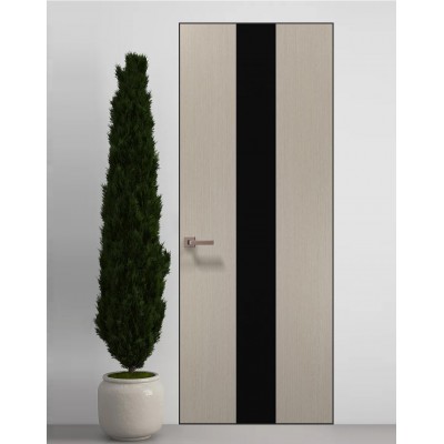 Двері приховані Папа Карло PL-06 Дуб кремовий, кромка алюміній чорний