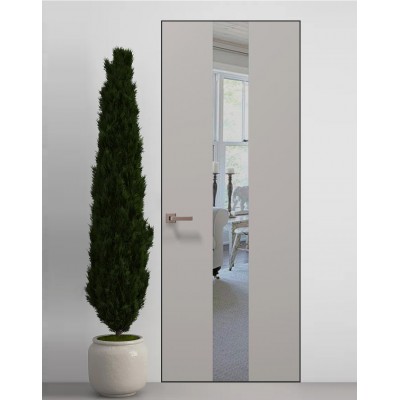 Двері приховані Папа Карло PL-06 Світло сірий супермат, кромка алюміній чорний