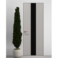 Двери скрытые Папа Карло PL-06 Светло серый супермат, кромка алюминий черный