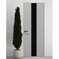 Двери скрытые Папа Карло PL-06 Серый матовый, кромка алюминий черный