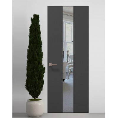 Двері приховані Папа Карло PL-06 Темно сірий супермат, кромка алюміній чорний