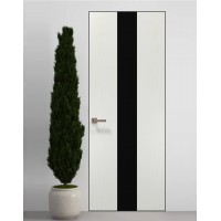 Двери скрытые Папа Карло PL-06 Ясень белый, кромка алюминий черный