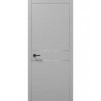 Двері Папа Карло PLATO PL-07 Сірий матовий, кромка алюміній срібло