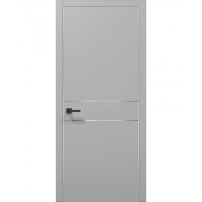 Двері Папа Карло PLATO PL-07 Сірий матовий, кромка алюміній срібло