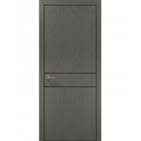 Двері Папа Карло PLATO PL-07 Бетон сірий, кромка алюміній чорний