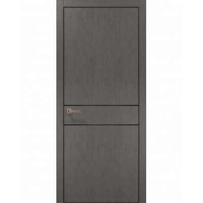 Двери Папа Карло PLATO PL-07 Бетон серый, кромка алюминий черный