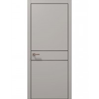 Двери Папа Карло PLATO PL-07 Светло серый супермат, кромка алюминий черный