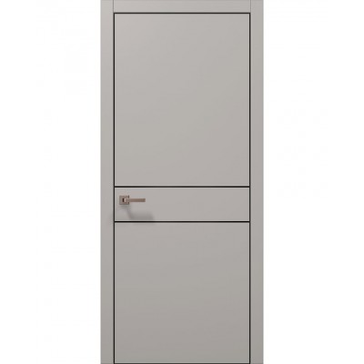 Двери Папа Карло PLATO PL-07 Светло серый супермат, кромка алюминий черный