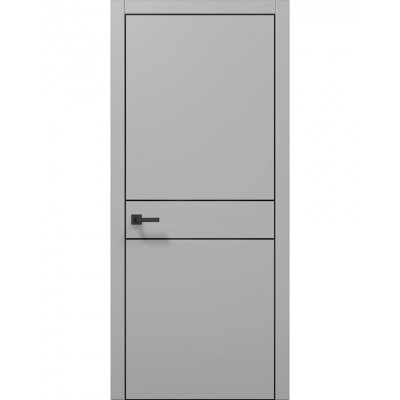Двері Папа Карло PLATO PL-07 Сірий матовий, кромка алюміній чорний