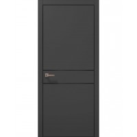 Двері Папа Карло PLATO PL-07 Темно сірий супермат, кромка алюміній чорний