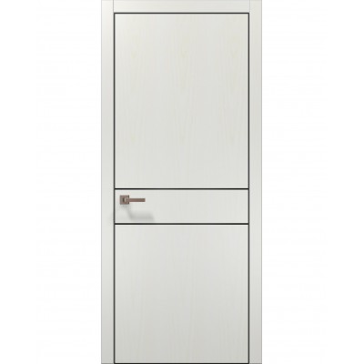 Двері Папа Карло PLATO PL-07 Ясен білий, кромка алюміній чорний