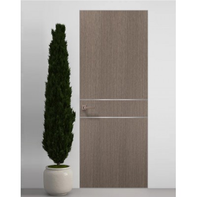 Двері приховані Папа Карло PL-07 Дуб сірий, кромка алюміній срібло