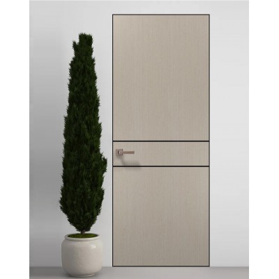 Двері приховані Папа Карло PL-07 Дуб кремовий, кромка алюміній чорний