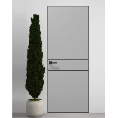 Двері приховані Папа Карло PL-07 Сірий матовий, кромка алюміній чорний