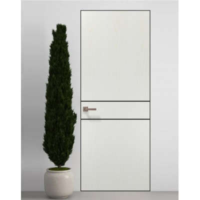 Двері приховані Папа Карло PL-07 Ясен білий, кромка алюміній чорний