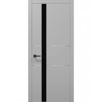 Двери Папа Карло PLATO PL-08 Серый матовый, кромка алюминий серебро
