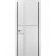 Двері Папа Карло PLATO PL-08 Білий матовий, кромка алюміній чорний