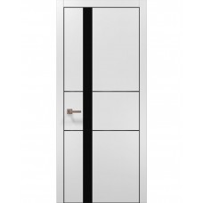 Двері Папа Карло PLATO PL-08 Білий матовий, кромка алюміній чорний