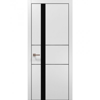 Двері Папа Карло PLATO PL-08 Білий матовий, кромка алюміній чорний