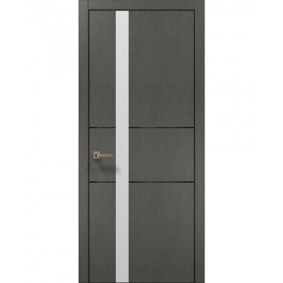 Двери Папа Карло PLATO PL-08 Бетон серый, кромка алюминий черный