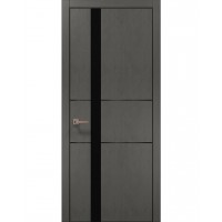 Двері Папа Карло PLATO PL-08 Бетон сірий, кромка алюміній чорний