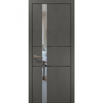 Двери Папа Карло PLATO PL-08 Бетон серый, кромка алюминий черный