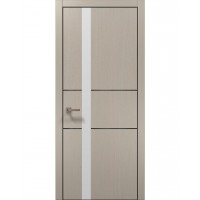 Двері Папа Карло PLATO PL-08 Дуб кремовий, кромка алюміній чорний