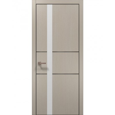 Двері Папа Карло PLATO PL-08 Дуб кремовий, кромка алюміній чорний