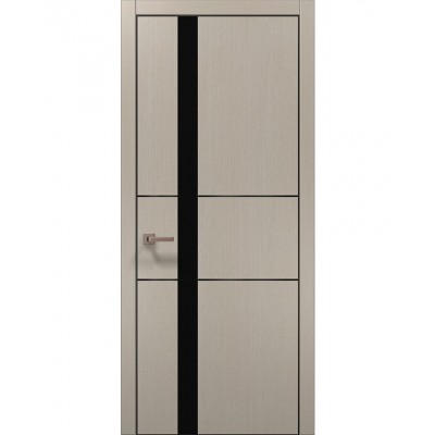 Двері Папа Карло PLATO PL-08 Дуб кремовий, кромка алюміній чорний