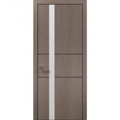Двері Папа Карло PLATO PL-08 Дуб сірий, кромка алюміній чорний