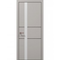 Двері Папа Карло PLATO PL-08 Світло сірий супермат, кромка алюміній чорний