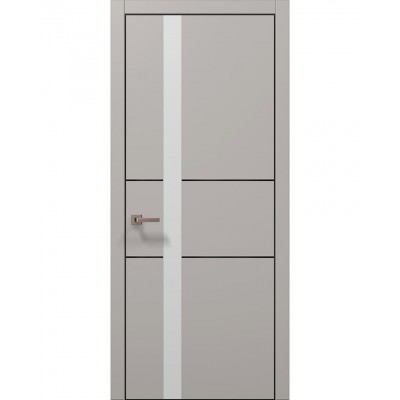 Двері Папа Карло PLATO PL-08 Світло сірий супермат, кромка алюміній чорний