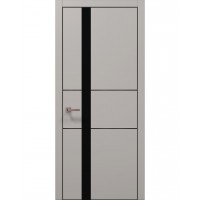 Двері Папа Карло PLATO PL-08 Світло сірий супермат, кромка алюміній чорний