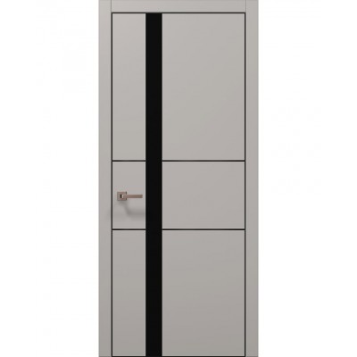 Двері Папа Карло PLATO PL-08 Світло сірий супермат, кромка алюміній чорний