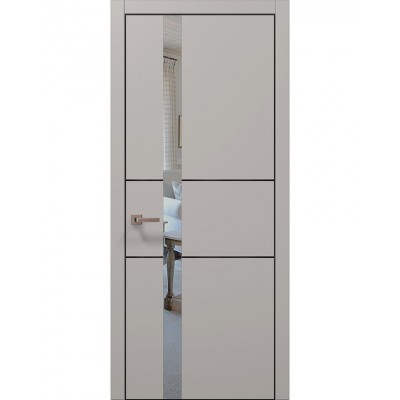 Двері Папа Карло PLATO PL-08 Світло сірий супермат, кромка алюміній чорний