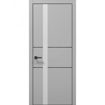 Двері Папа Карло PLATO PL-08 Сірий матовий, кромка алюміній чорний