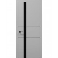 Двері Папа Карло PLATO PL-08 Сірий матовий, кромка алюміній чорний
