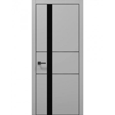 Двері Папа Карло PLATO PL-08 Сірий матовий, кромка алюміній чорний
